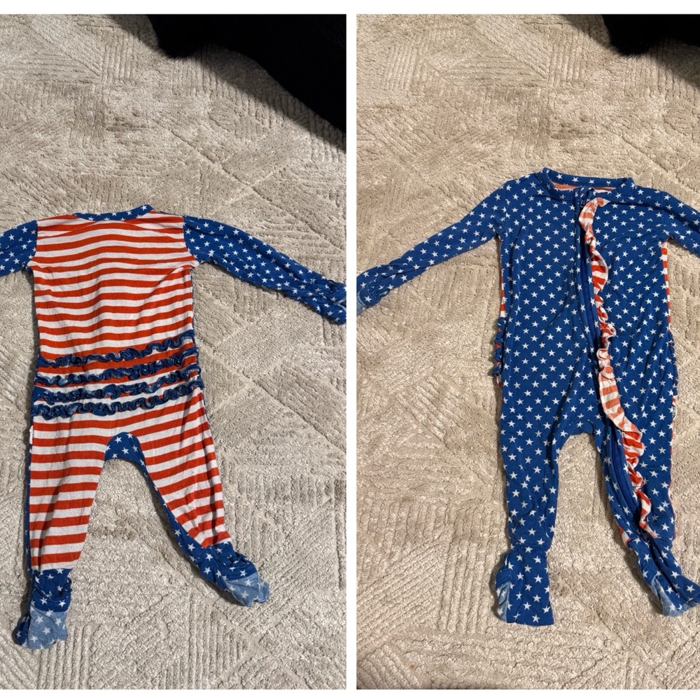 Gigi and Max Starry Blue and Striped Red Kids Footie
